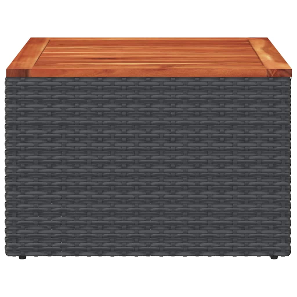 Sodo stalas, juodas, 55x55x37 cm, polirotangas ir akacijos mediena
