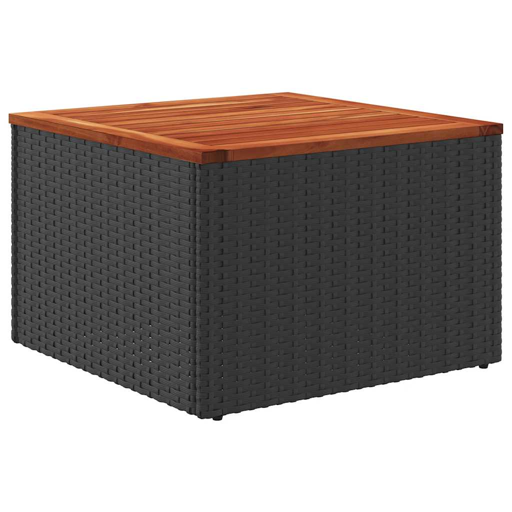 Sodo stalas, juodas, 55x55x37 cm, polirotangas ir akacijos mediena