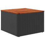 Sodo stalas, juodas, 55x55x37 cm, polirotangas ir akacijos mediena