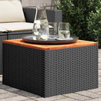 Sodo stalas, juodas, 55x55x37 cm, polirotangas ir akacijos mediena
