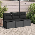 Sodo sofa su pagalvėlėmis, 3 sėdimos vietos, juodas, polirotangas