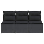 Sodo sofa su pagalvėlėmis, 3 sėdimos vietos, juodas, polirotangas