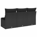 Sodo sofa su pagalvėlėmis, 3 sėdimos vietos, juodas, polirotangas