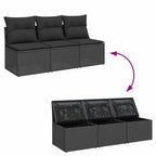Sodo sofa su pagalvėlėmis, 3 sėdimos vietos, juodas, polirotangas