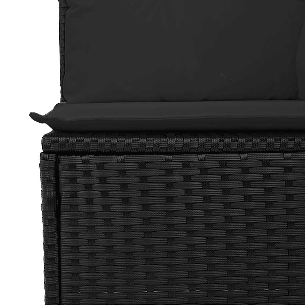 Sodo sofa su pagalvėlėmis, 3 sėdimos vietos, juodas, polirotangas