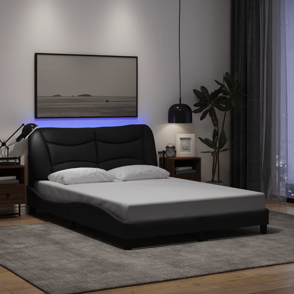Lovos rėmas su LED be čiužinio, Hvar, juodos spalvos, 120x200 cm
