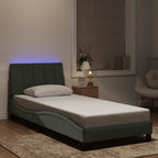 Lovos rėmas su LED be čiužinio, Hanko, šviesiai pilkas, 90x200cm, aksomas