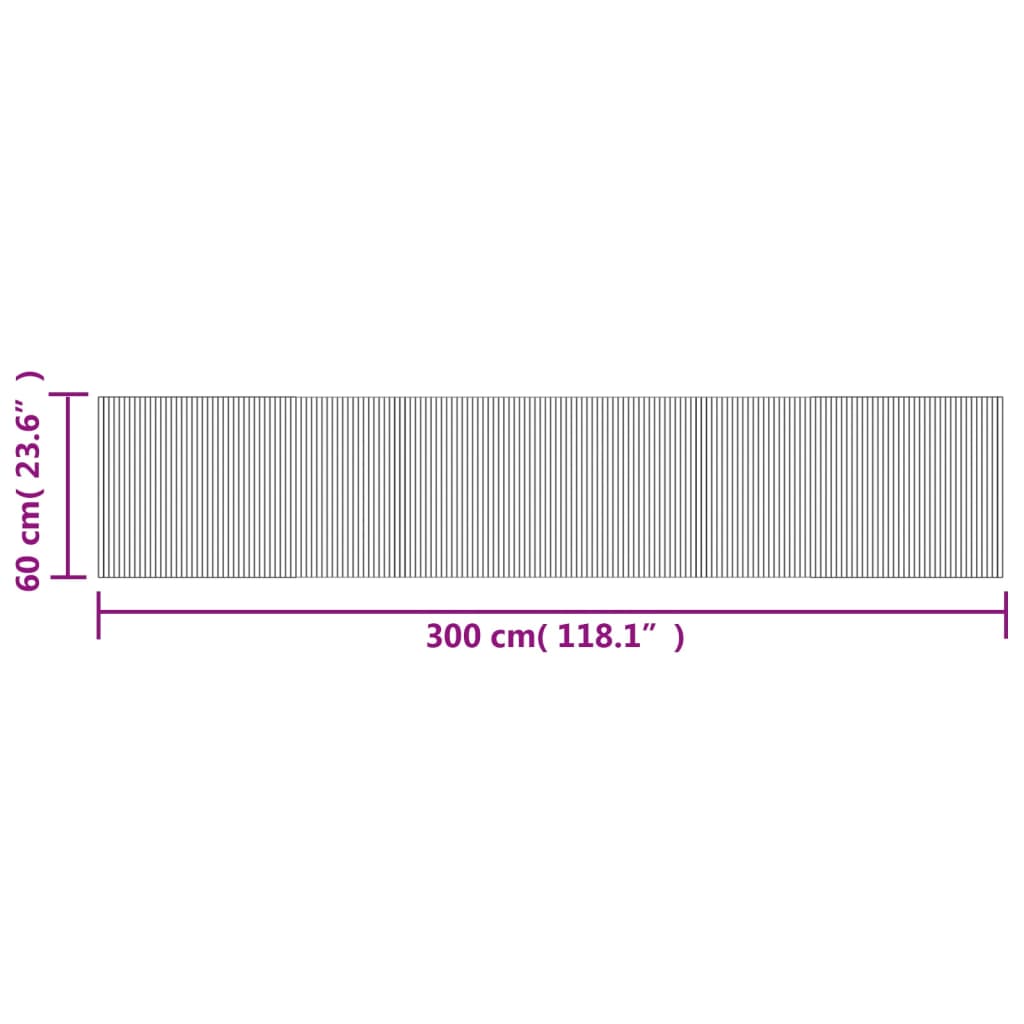 Kilimas, tamsiai rudas, 60x300cm, bambukas, stačiakampis