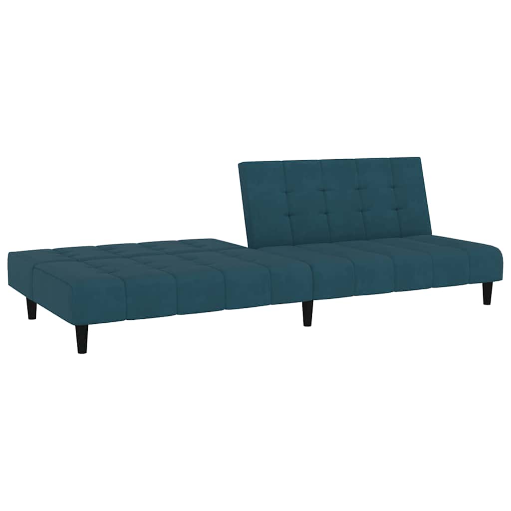 Dvivietė sofa-lova, mėlynos spalvos, aksomas