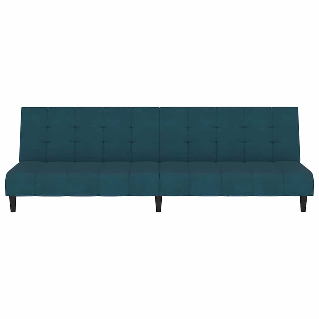 Dvivietė sofa-lova, mėlynos spalvos, aksomas