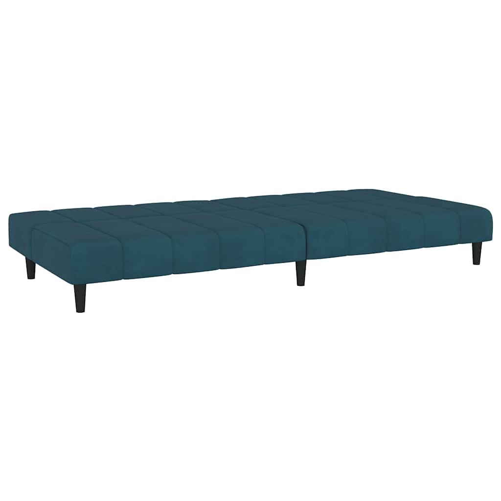 Dvivietė sofa-lova, mėlynos spalvos, aksomas