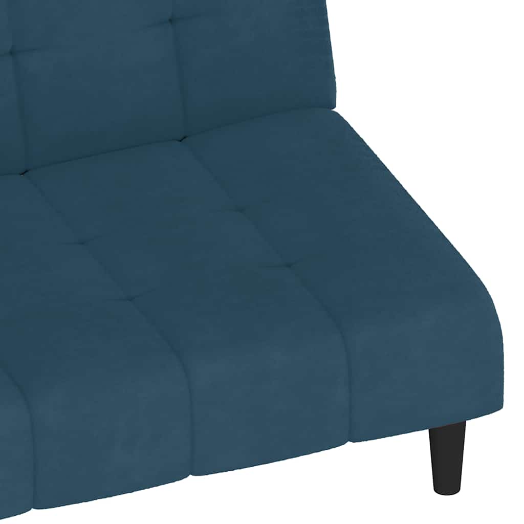Dvivietė sofa-lova, mėlynos spalvos, aksomas