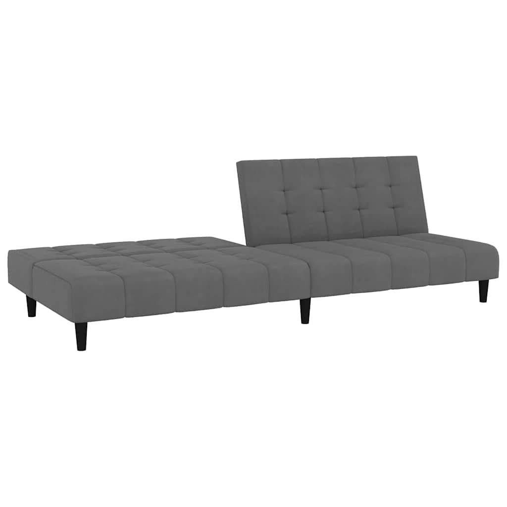 Dvivietė sofa-lova, tamsiai pilkos spalvos, aksomas
