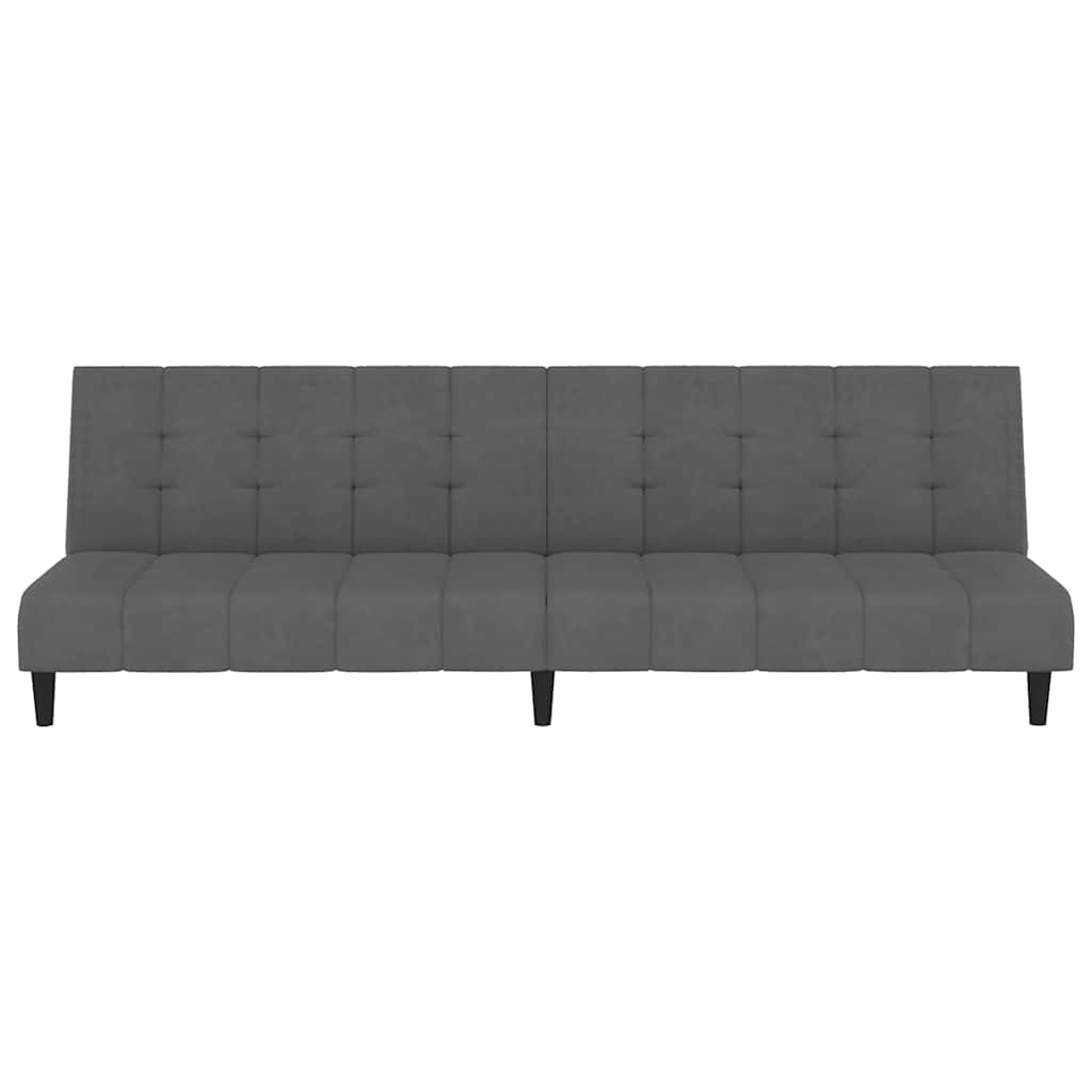 Dvivietė sofa-lova, tamsiai pilkos spalvos, aksomas