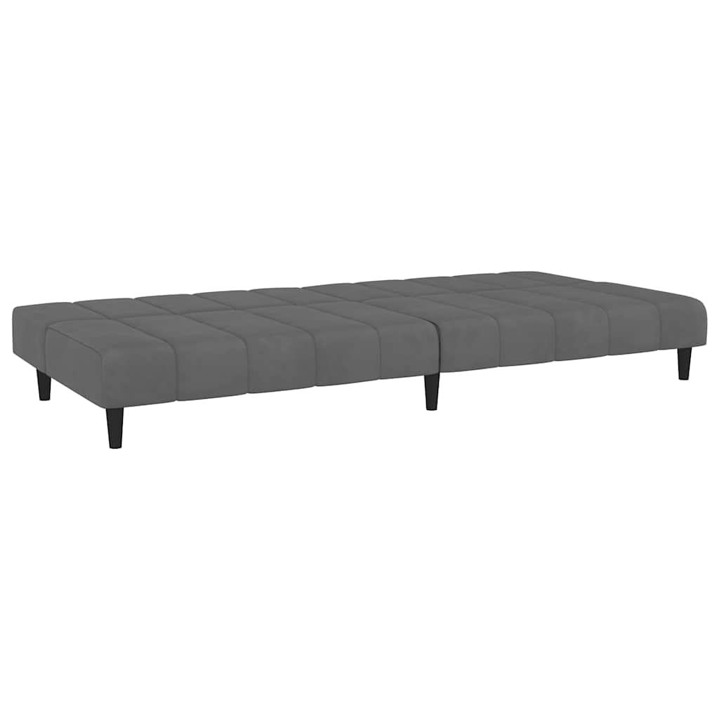 Dvivietė sofa-lova, tamsiai pilkos spalvos, aksomas