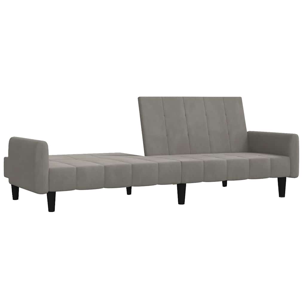 Dvivietė sofa-lova, šviesiai pilkos spalvos, aksomas