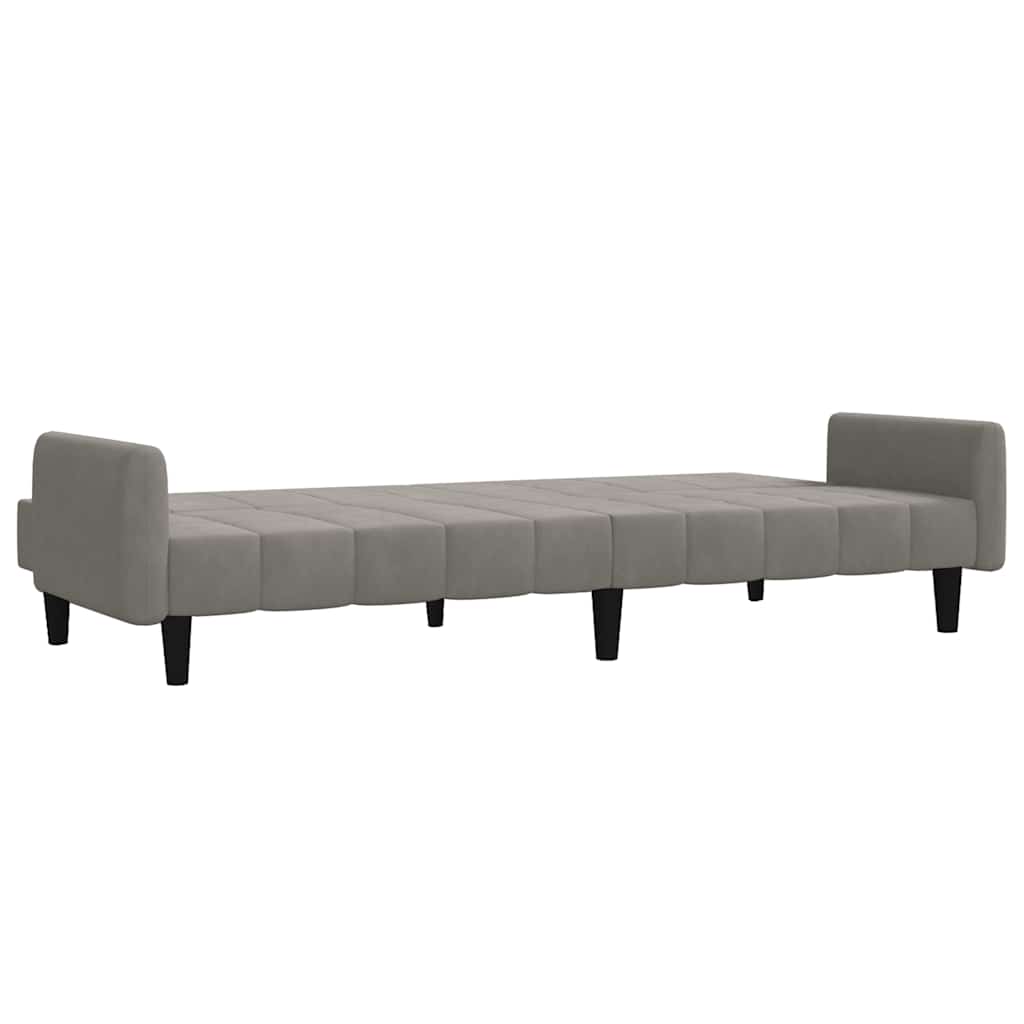Dvivietė sofa-lova, šviesiai pilkos spalvos, aksomas