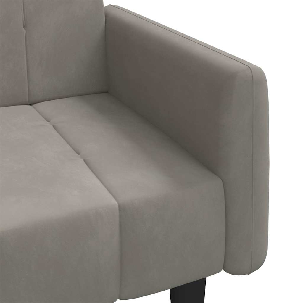 Dvivietė sofa-lova, šviesiai pilkos spalvos, aksomas