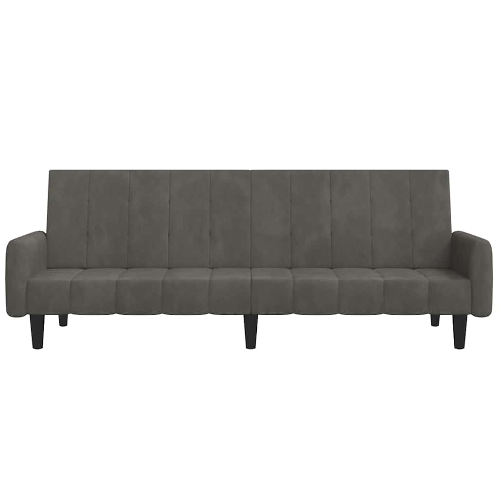 Dvivietė sofa-lova, tamsiai pilkos spalvos, aksomas