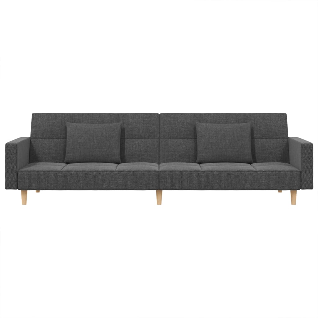 Dvivietė sofa-lova su dvejomis pagalvėmis, pilka, audinys