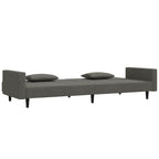 Dvivietė sofa-lova su dvejomis pagalvėmis, pilka, aksomas