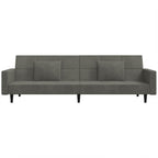 Dvivietė sofa-lova su dvejomis pagalvėmis, pilka, aksomas