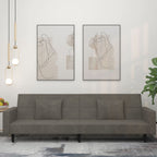 Dvivietė sofa-lova su dvejomis pagalvėmis, pilka, aksomas