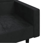 Dvivietė sofa-lova su dvejomis pagalvėmis, juoda, aksomas