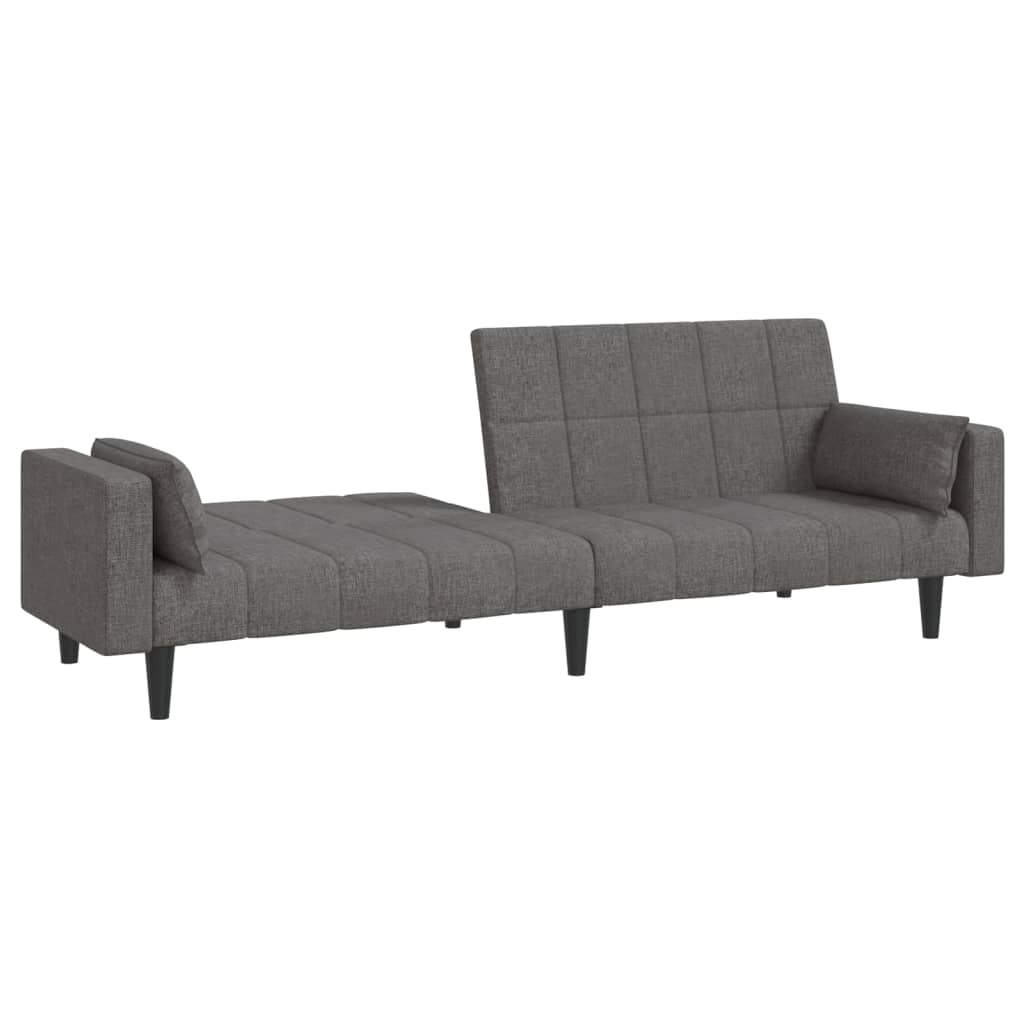 Dvivietė sofa-lova su dvejomis pagalvėmis, pilka, audinys