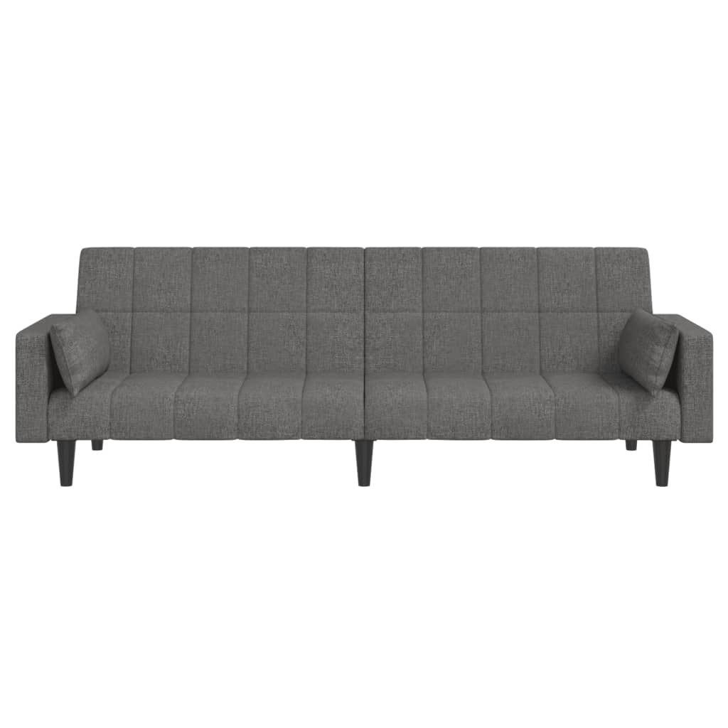 Dvivietė sofa-lova su dvejomis pagalvėmis, pilka, audinys
