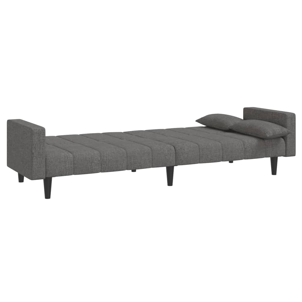 Dvivietė sofa-lova su dvejomis pagalvėmis, pilka, audinys