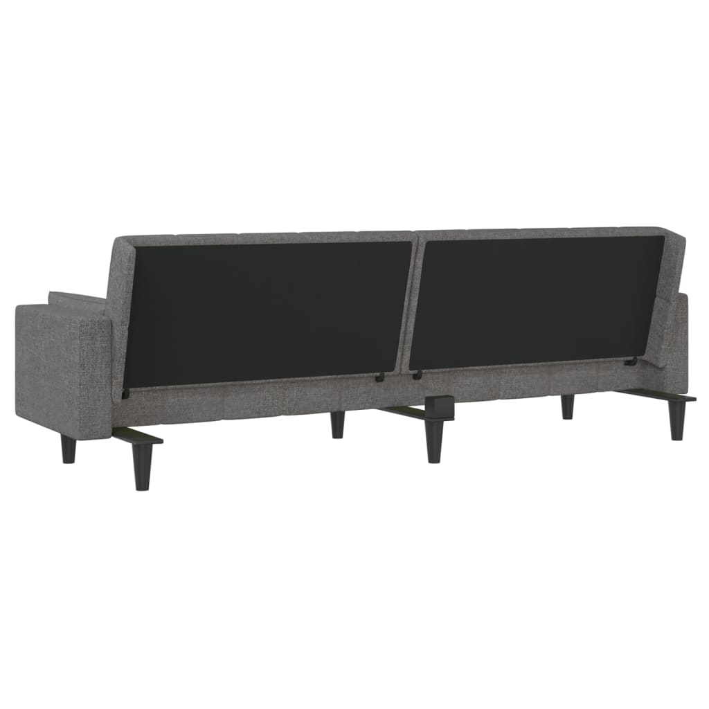 Dvivietė sofa-lova su dvejomis pagalvėmis, pilka, audinys