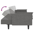 Dvivietė sofa-lova su dvejomis pagalvėmis, pilka, audinys