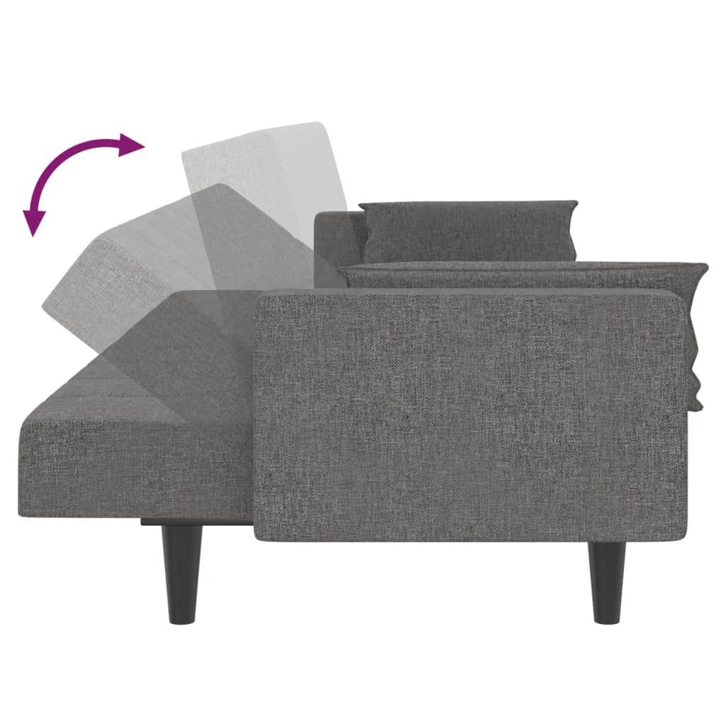 Dvivietė sofa-lova su dvejomis pagalvėmis, pilka, audinys