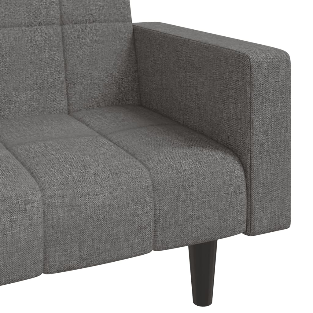 Dvivietė sofa-lova su dvejomis pagalvėmis, pilka, audinys