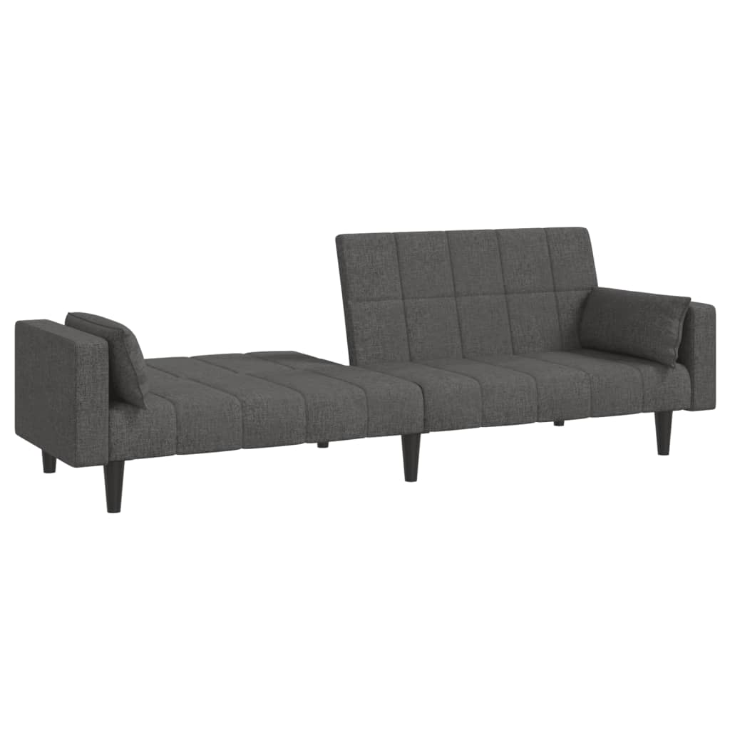 Dvivietė sofa-lova su dvejomis pagalvėmis, pilka, audinys