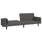 Dvivietė sofa-lova su dvejomis pagalvėmis, pilka, audinys