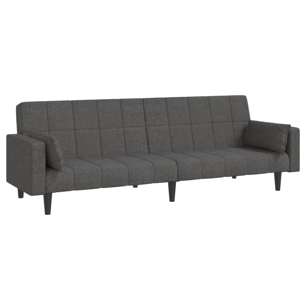 Dvivietė sofa-lova su dvejomis pagalvėmis, pilka, audinys