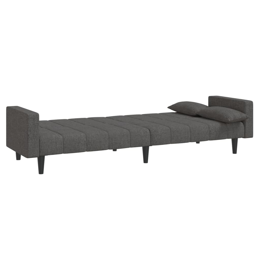 Dvivietė sofa-lova su dvejomis pagalvėmis, pilka, audinys