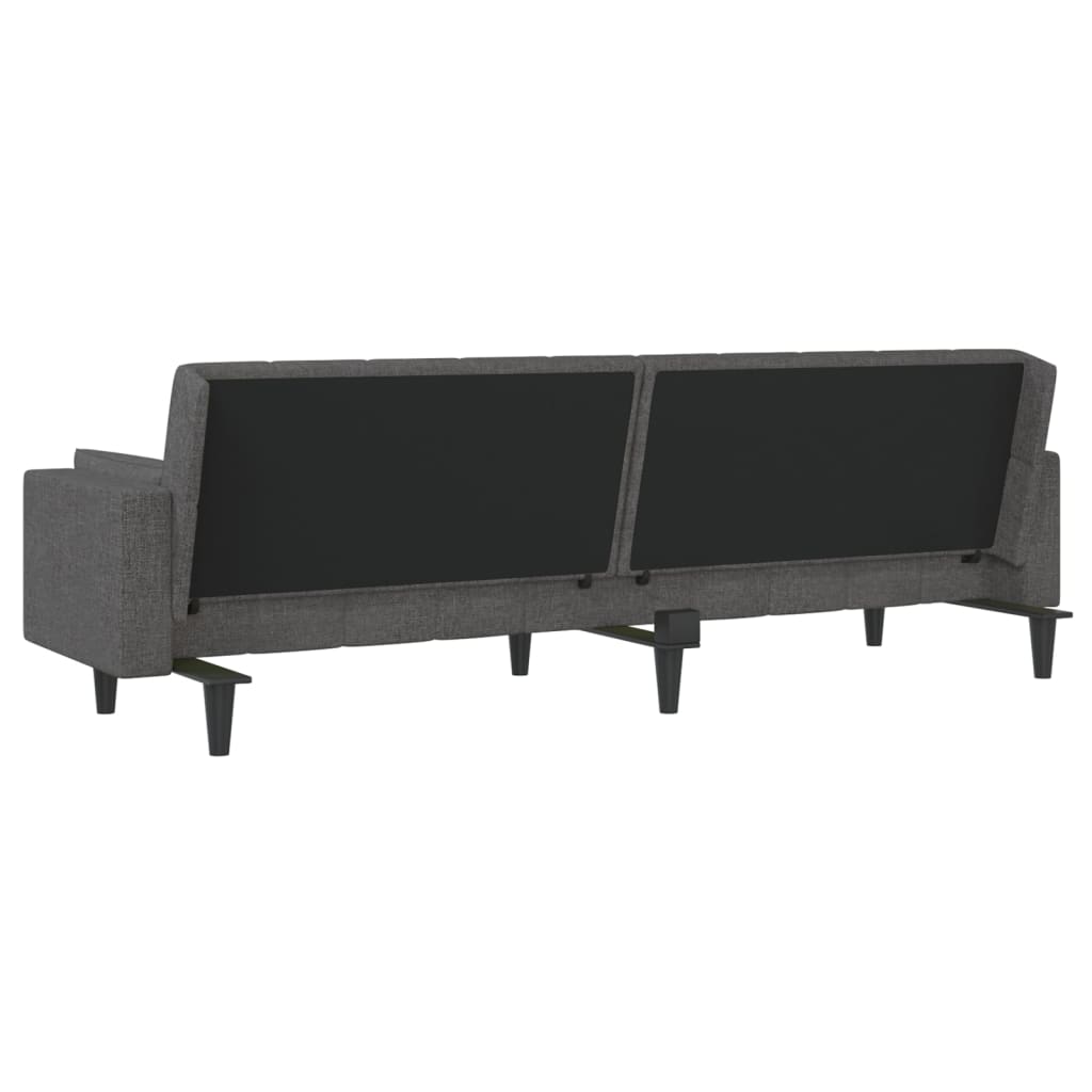 Dvivietė sofa-lova su dvejomis pagalvėmis, pilka, audinys