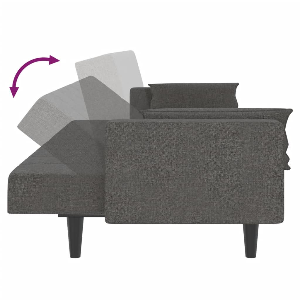 Dvivietė sofa-lova su dvejomis pagalvėmis, pilka, audinys