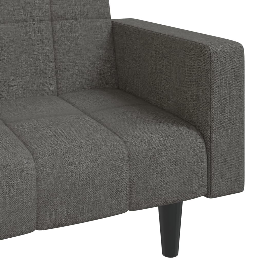 Dvivietė sofa-lova su dvejomis pagalvėmis, pilka, audinys