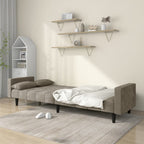Dvivietė sofa-lova su dvejomis pagalvėmis, pilka, aksomas