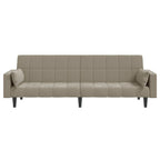 Dvivietė sofa-lova su dvejomis pagalvėmis, pilka, aksomas