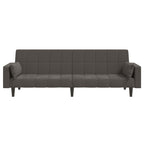 Dvivietė sofa-lova su dvejomis pagalvėmis, pilka, aksomas