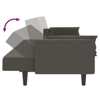 Dvivietė sofa-lova su dvejomis pagalvėmis, pilka, aksomas
