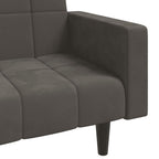Dvivietė sofa-lova su dvejomis pagalvėmis, pilka, aksomas