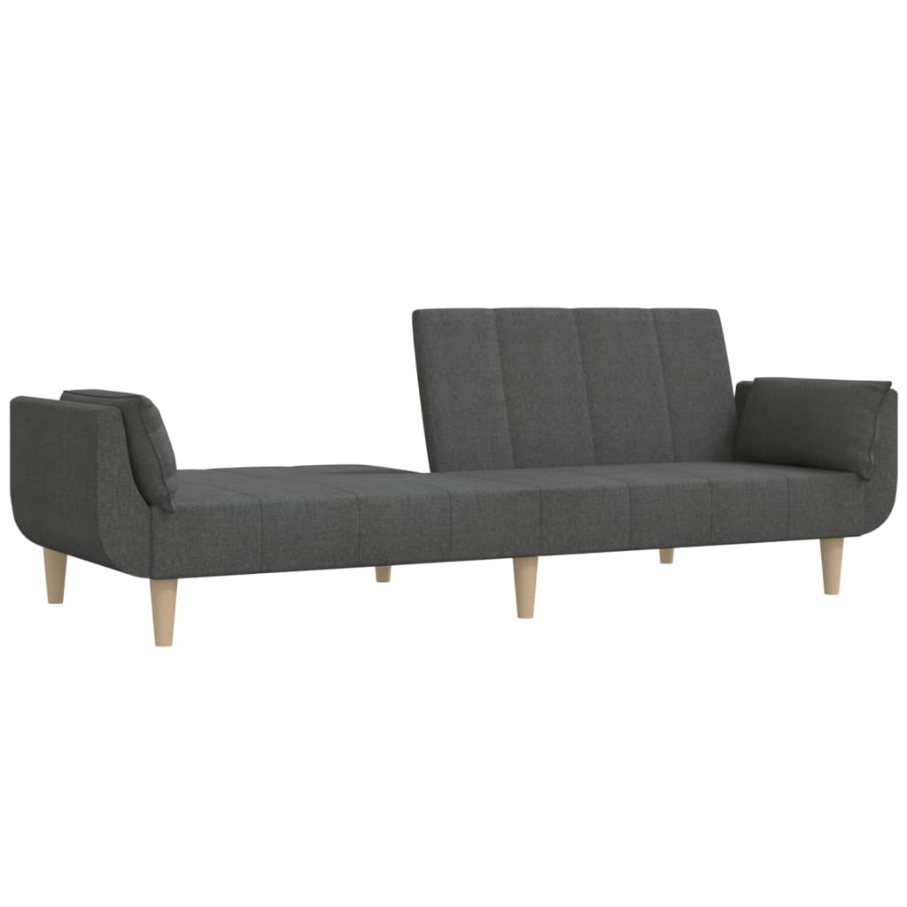 Dvivietė sofa-lova su dvejomis pagalvėmis, pilka, audinys