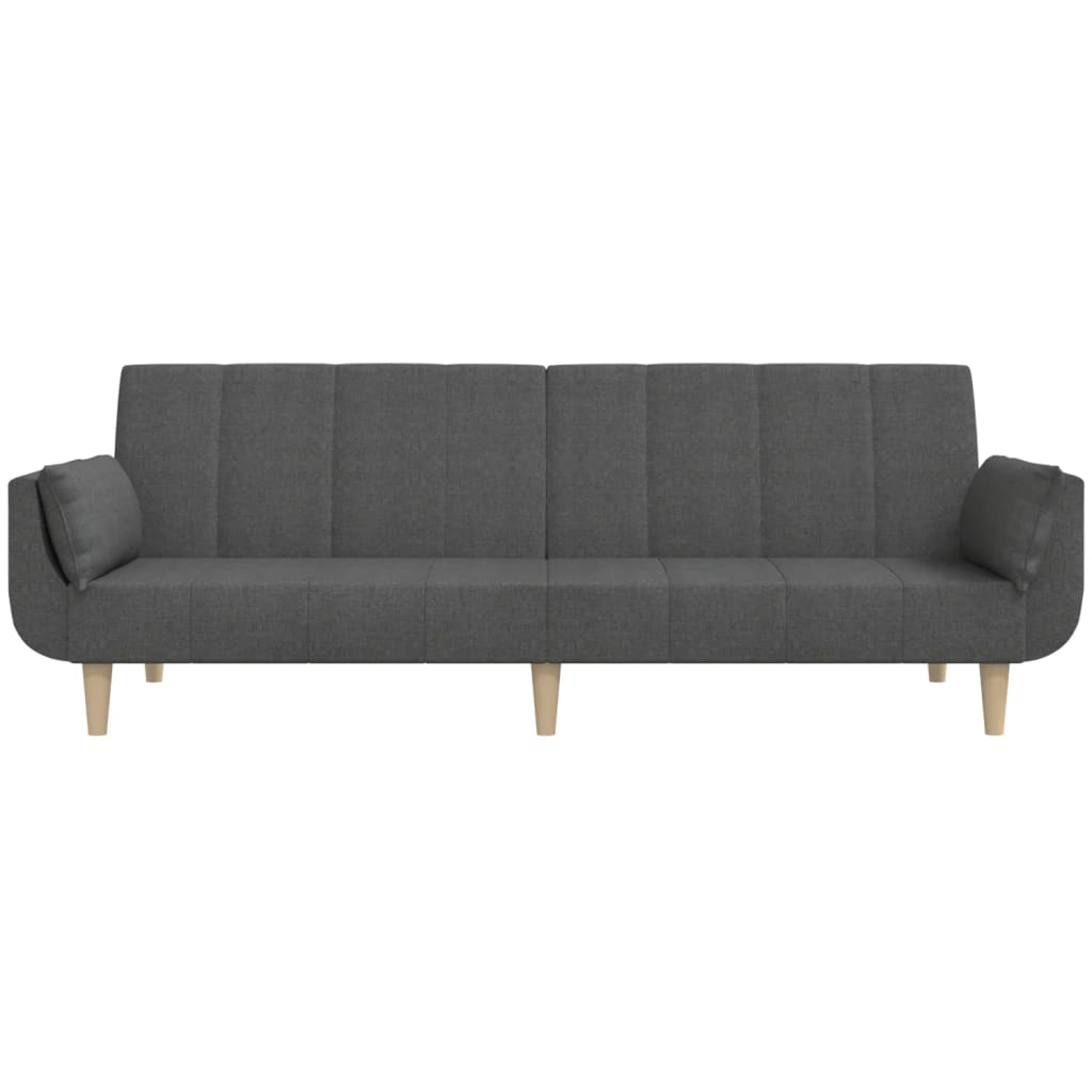 Dvivietė sofa-lova su dvejomis pagalvėmis, pilka, audinys