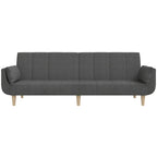 Dvivietė sofa-lova su dvejomis pagalvėmis, pilka, audinys